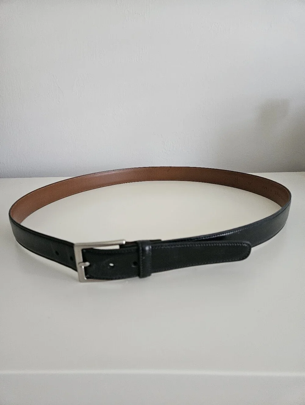 TRAFALGAR Black Leather Dress Silver Buckle Belt | SZ 42